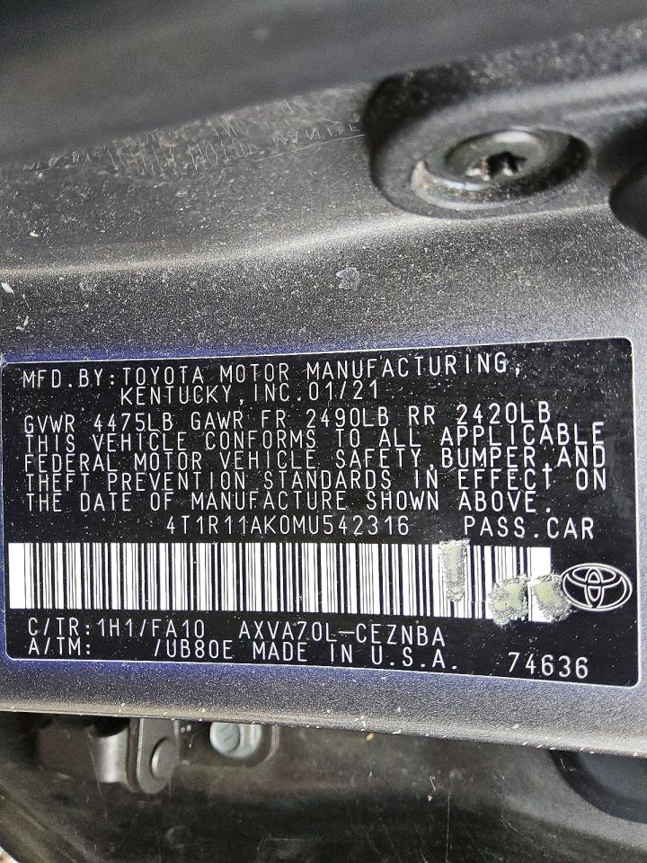 2021 TOYOTA CAMRY LE photo 12
