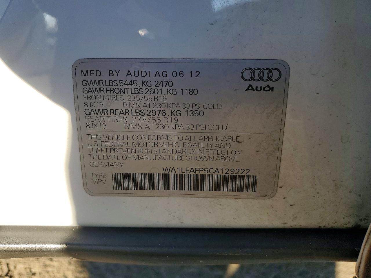 2012 AUDI Q5 photo 12