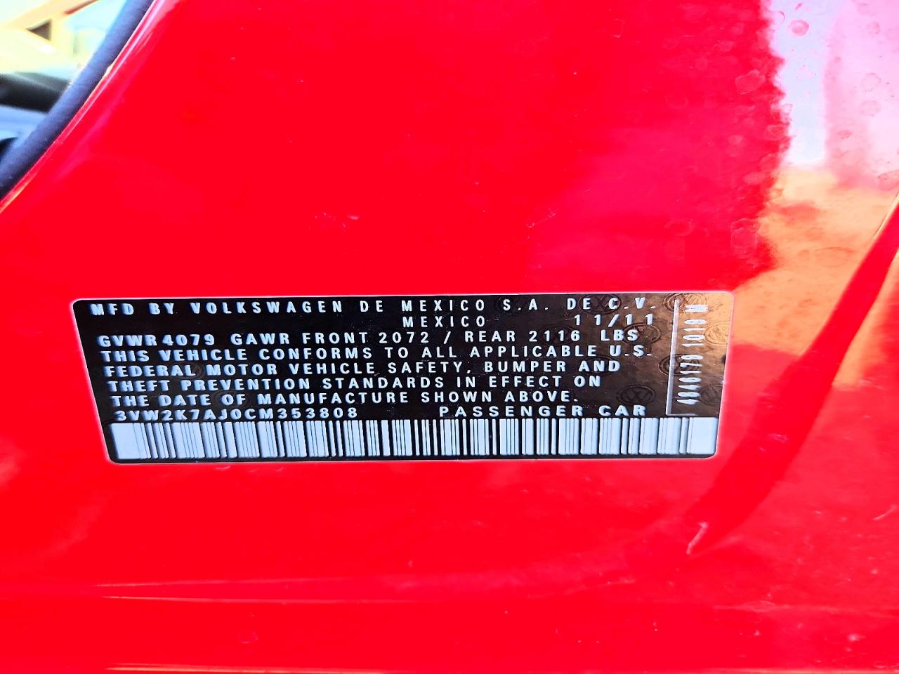 2012 VOLKSWAGEN JETTA BASE photo 12