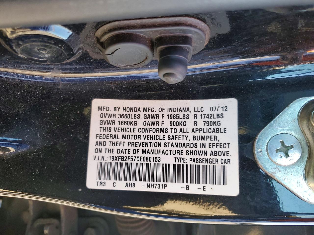 2012 HONDA CIVIC LX photo 13