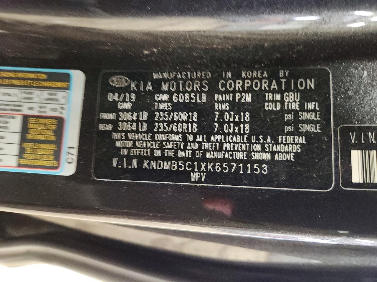 2019 KIA SEDONA LX photo 13