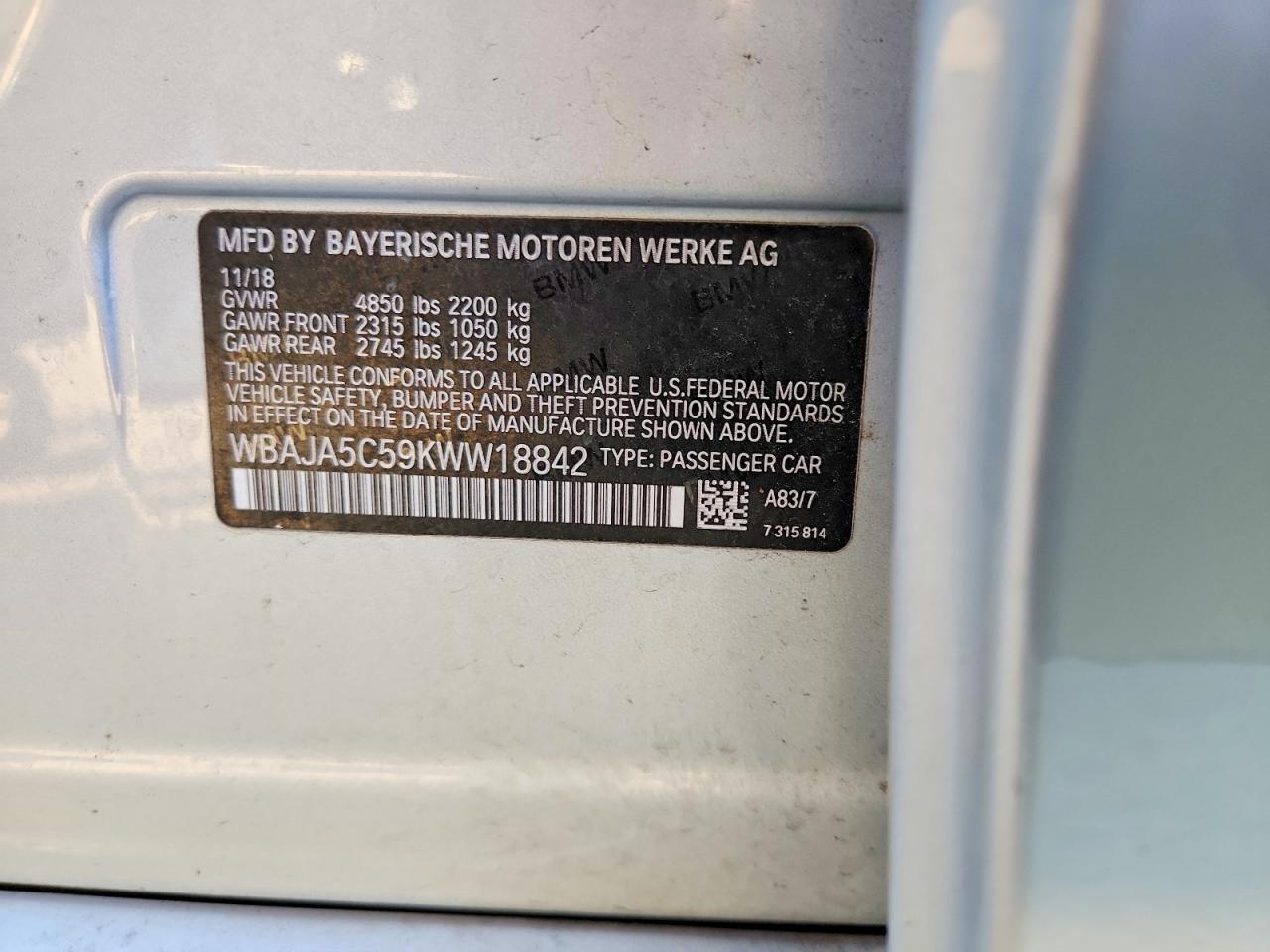 2019 BMW 530 I photo 12