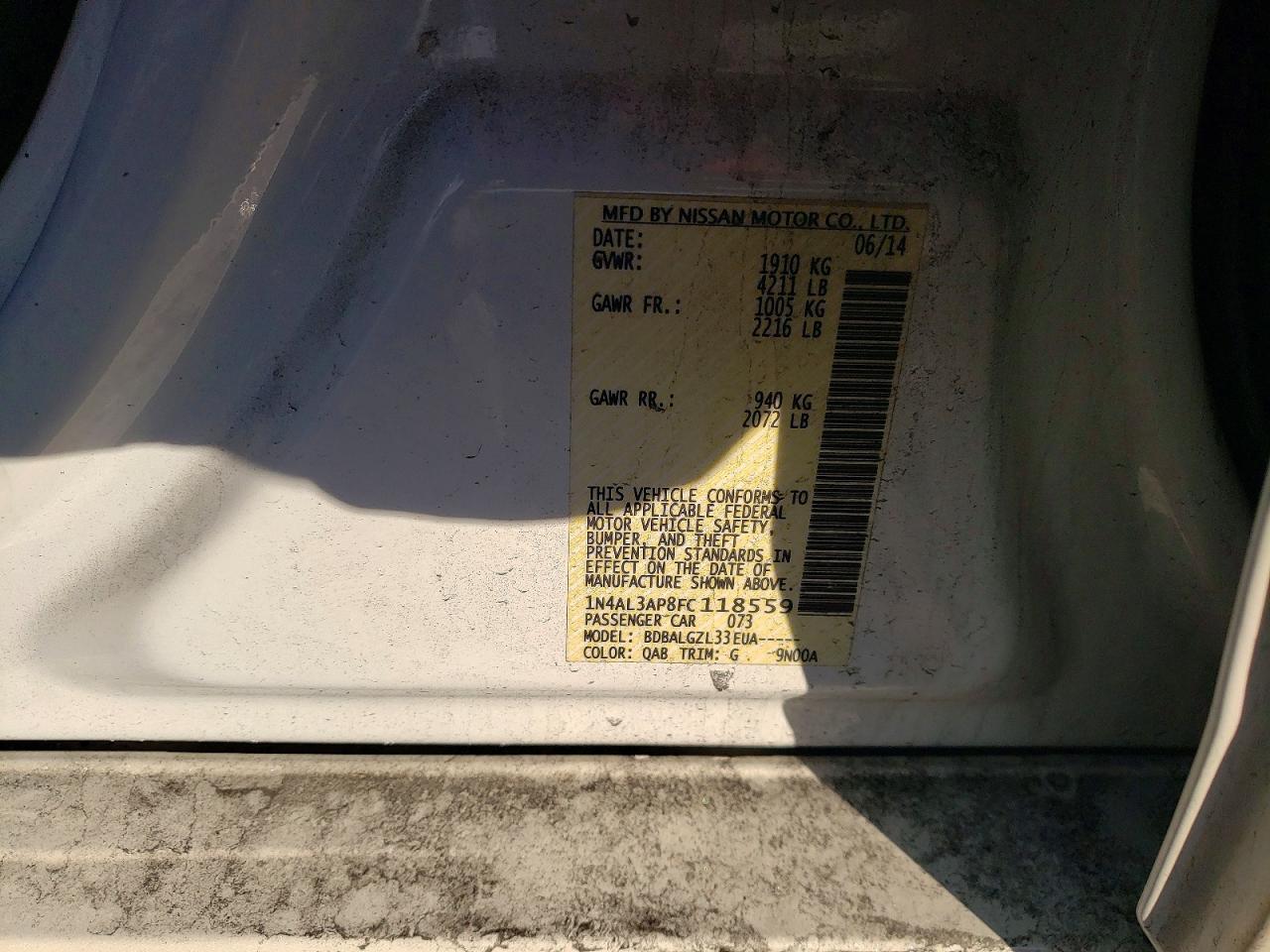 2015 NISSAN ALTIMA 2.5 photo 12