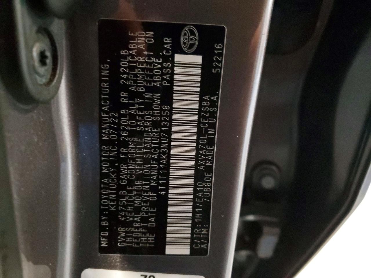 2022 TOYOTA CAMRY SE photo 12