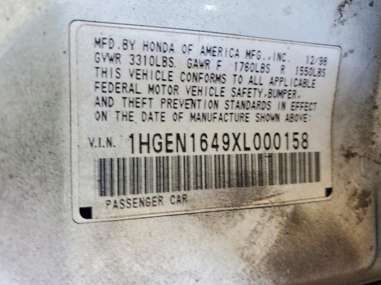 1999 HONDA CIVIC GX photo 12