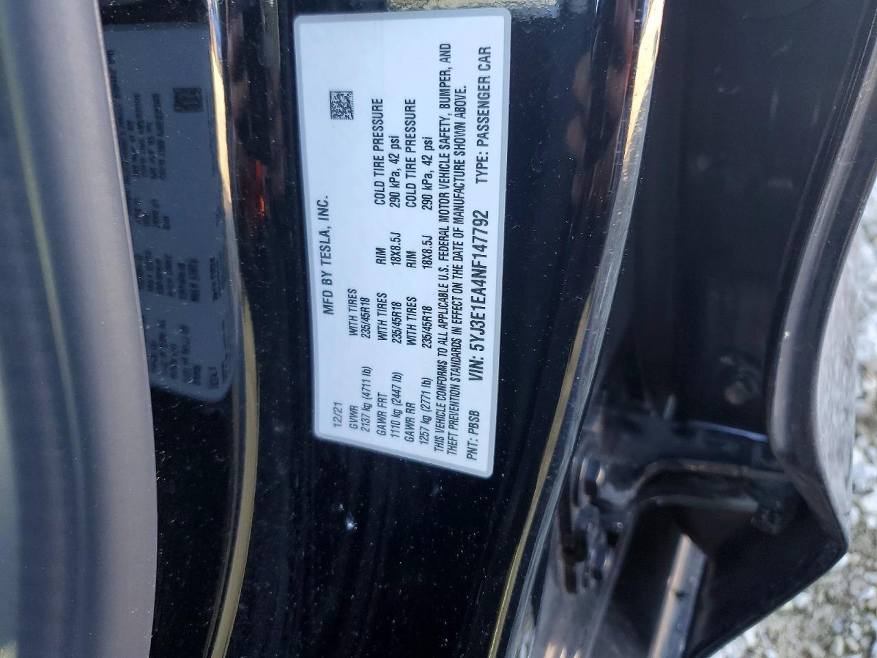 2022 TESLA MODEL 3 photo 14