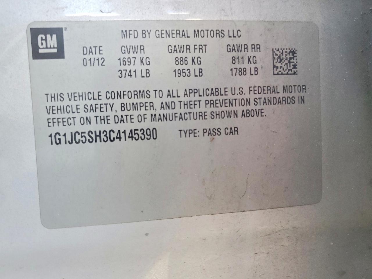 2012 CHEVROLET SONIC LT photo 12