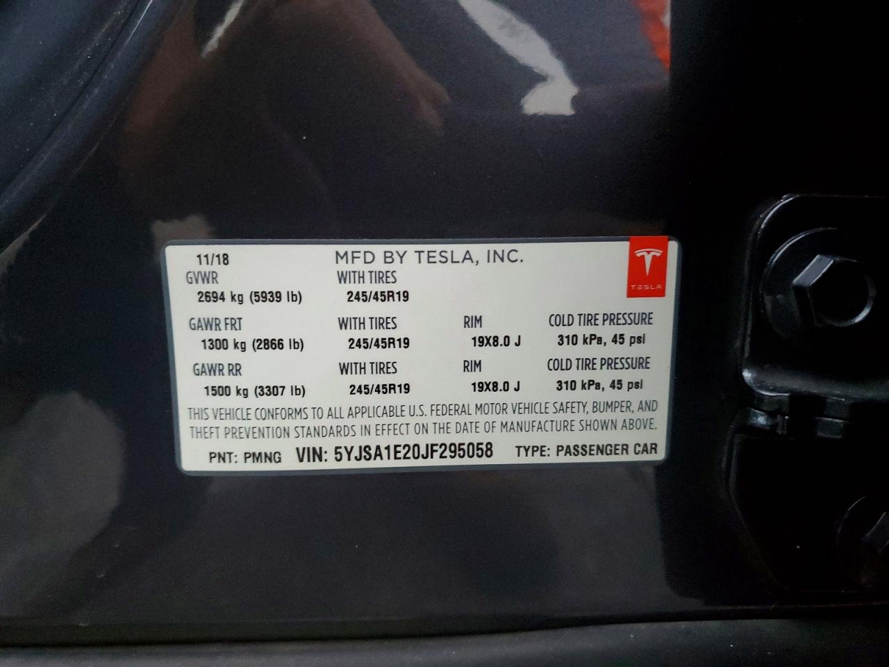 2018 TESLA MODEL S photo 12
