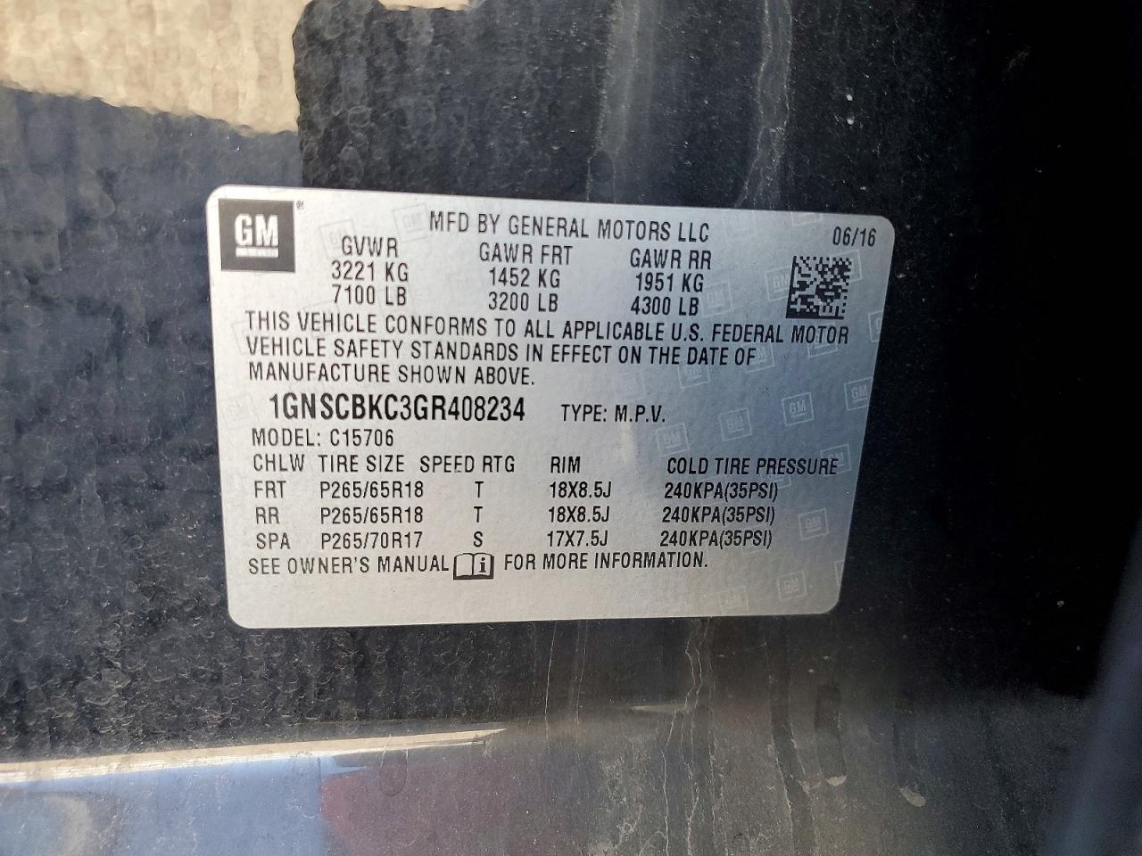 2016 CHEVROLET TAHOE C1500 LT photo 13