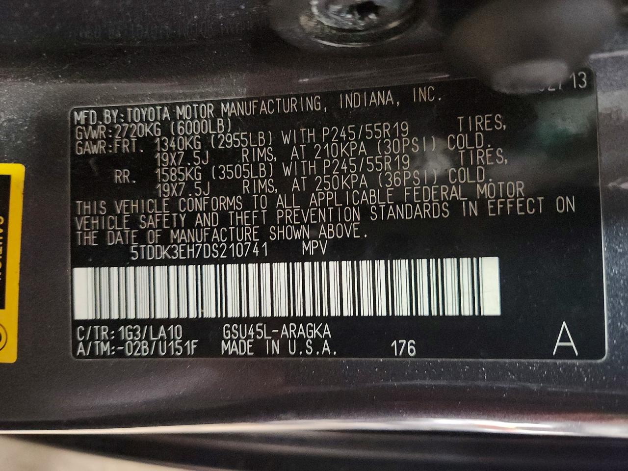 2013 TOYOTA HIGHLANDER LIMITED photo 13