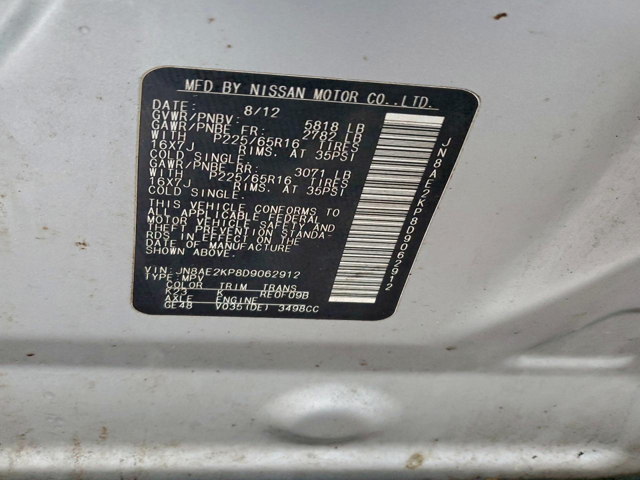 2013 NISSAN QUEST S photo 25