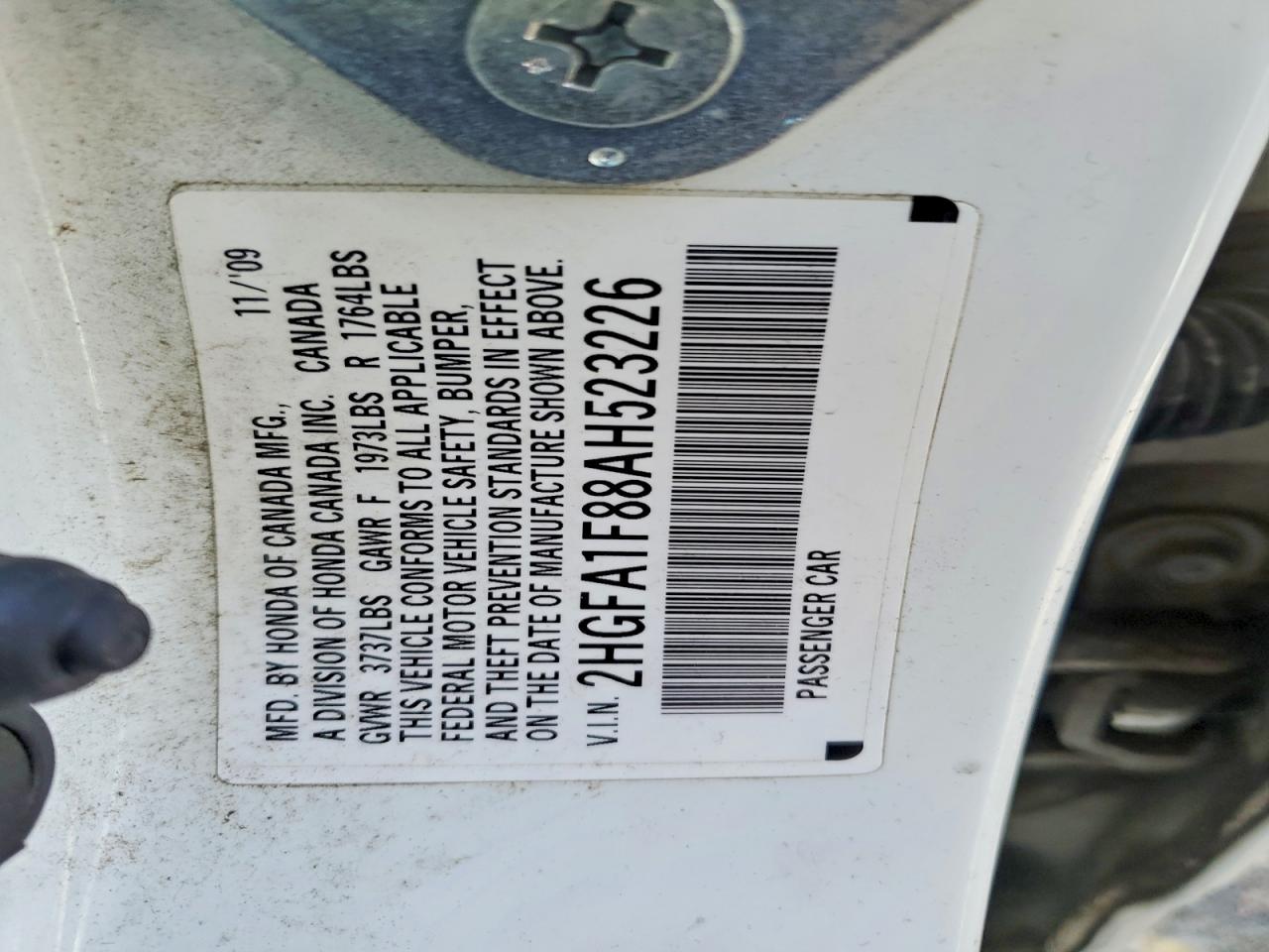 2010 HONDA CIVIC photo 12