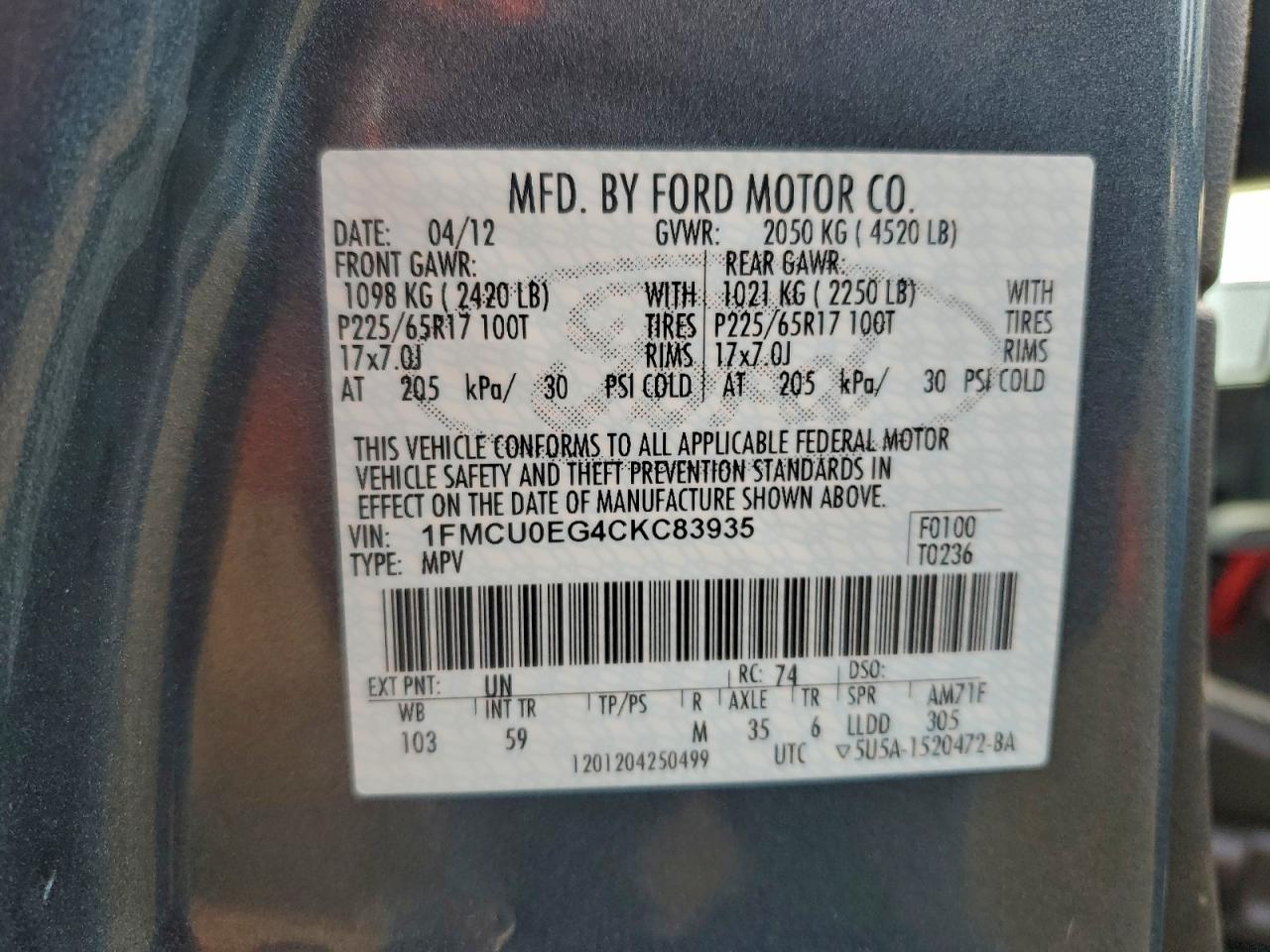 2012 FORD ESCAPE LIMITED photo 13