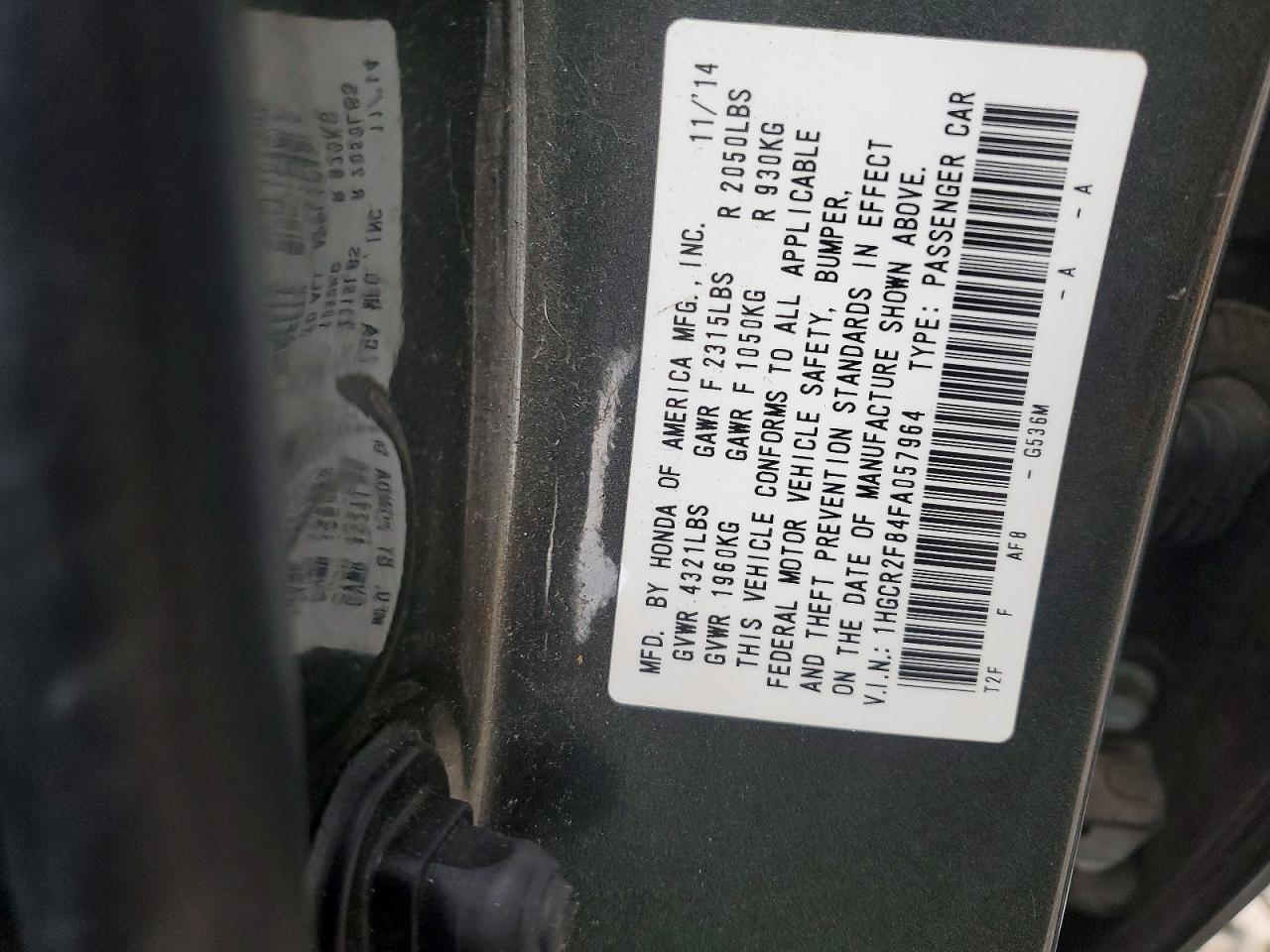 2015 HONDA ACCORD EXL photo 12