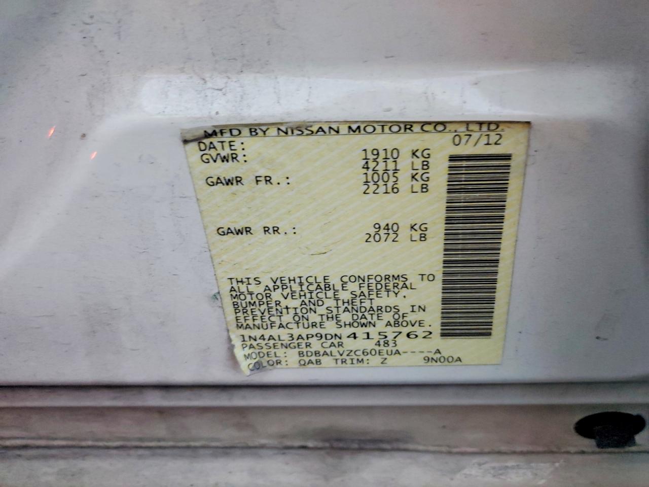 2013 NISSAN ALTIMA 2.5 photo 13