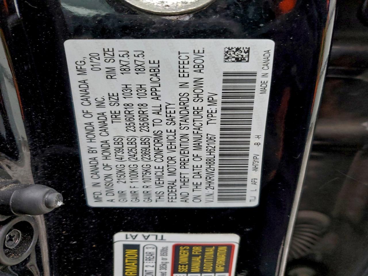 2020 HONDA CR-V EXL photo 13