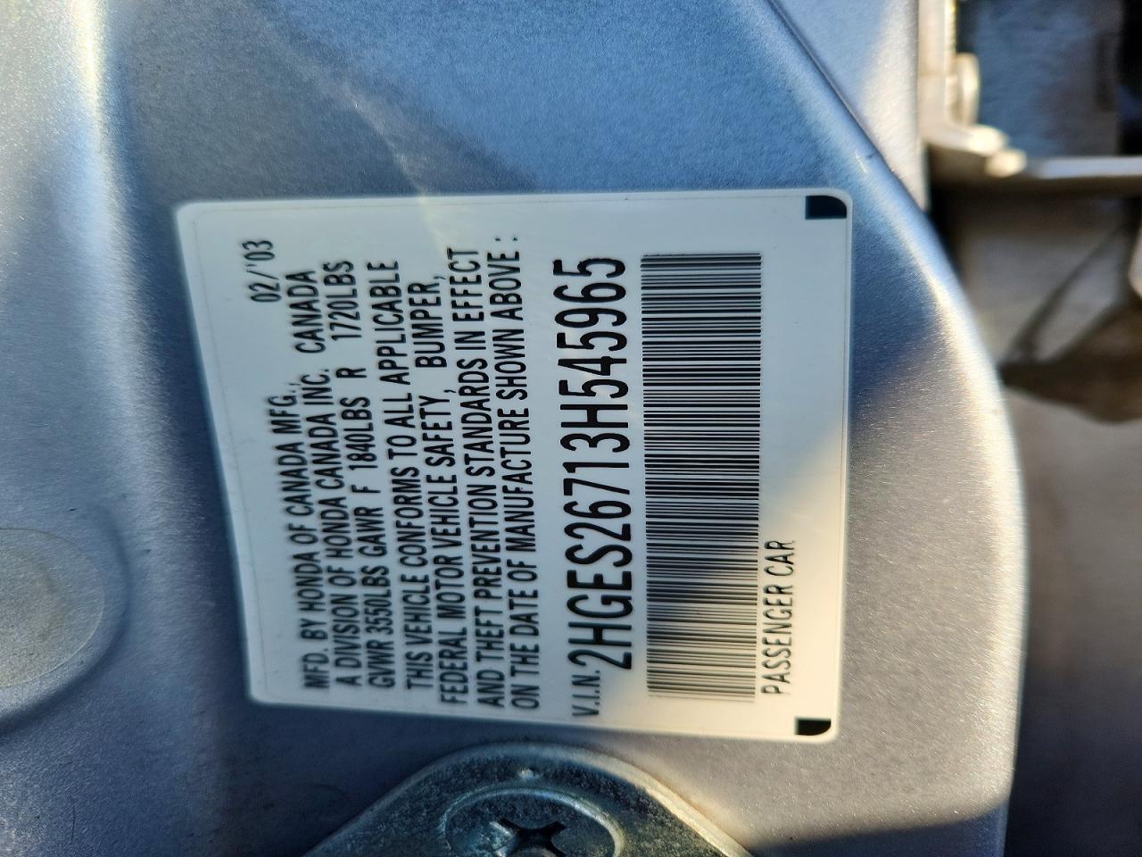 2003 HONDA CIVIC EX photo 12