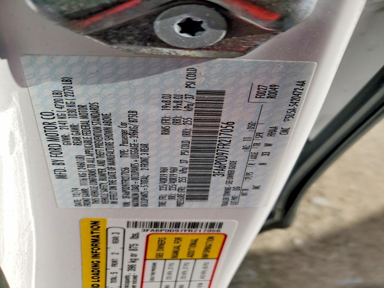 2015 FORD FUSION TITANIUM photo 12