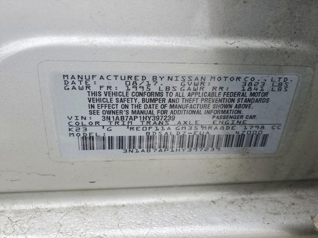 2017 NISSAN SENTRA S photo 12