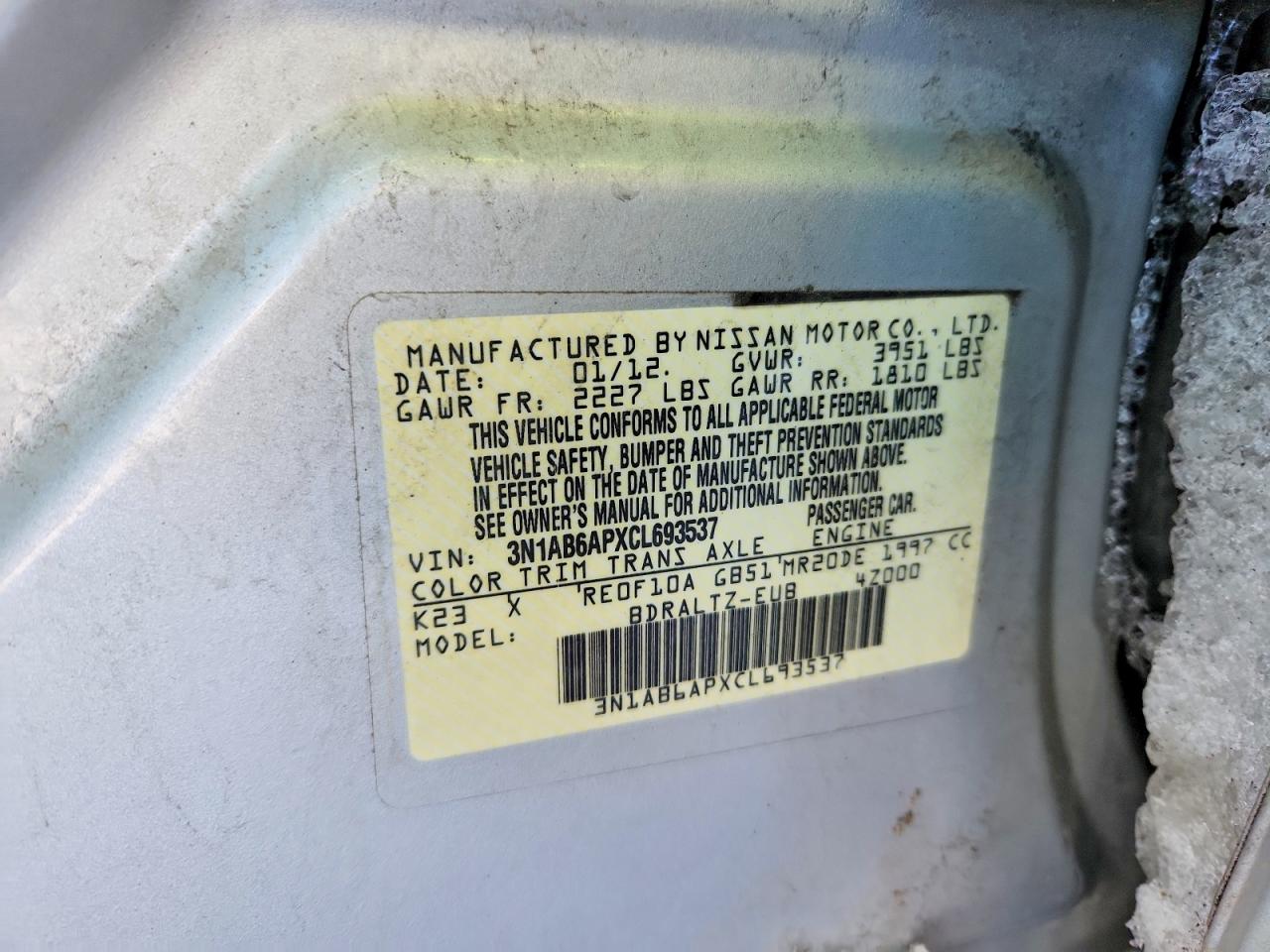 2012 NISSAN SENTRA 2.0 photo 12