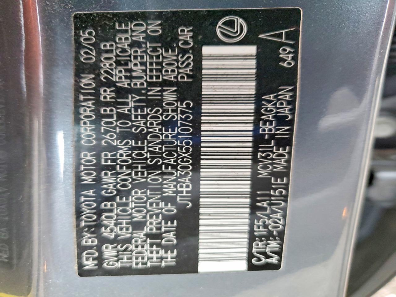 2005 LEXUS ES 330 photo 12