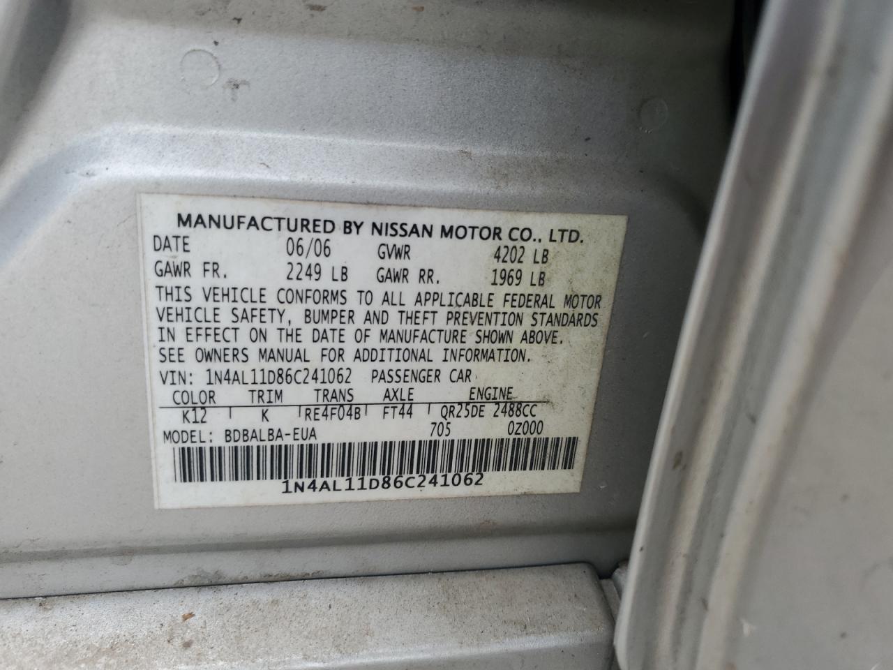 2006 NISSAN ALTIMA photo 13