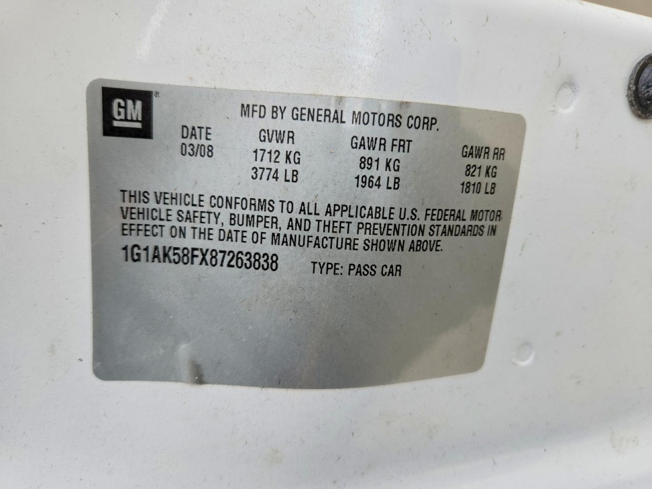 2008 CHEVROLET COBALT LS photo 23