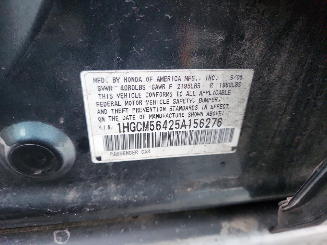 2005 HONDA ACCORD LX photo 12