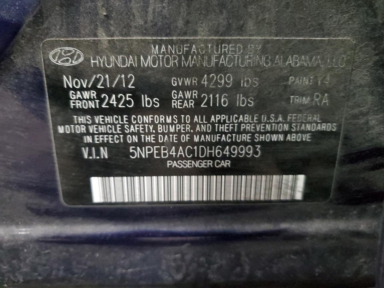 2013 HYUNDAI SONATA GLS photo 12