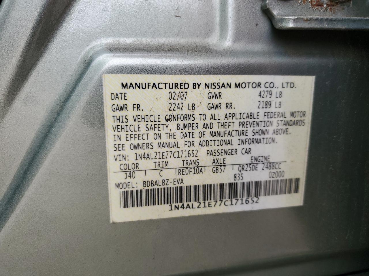 2007 NISSAN ALTIMA 2.5 photo 23