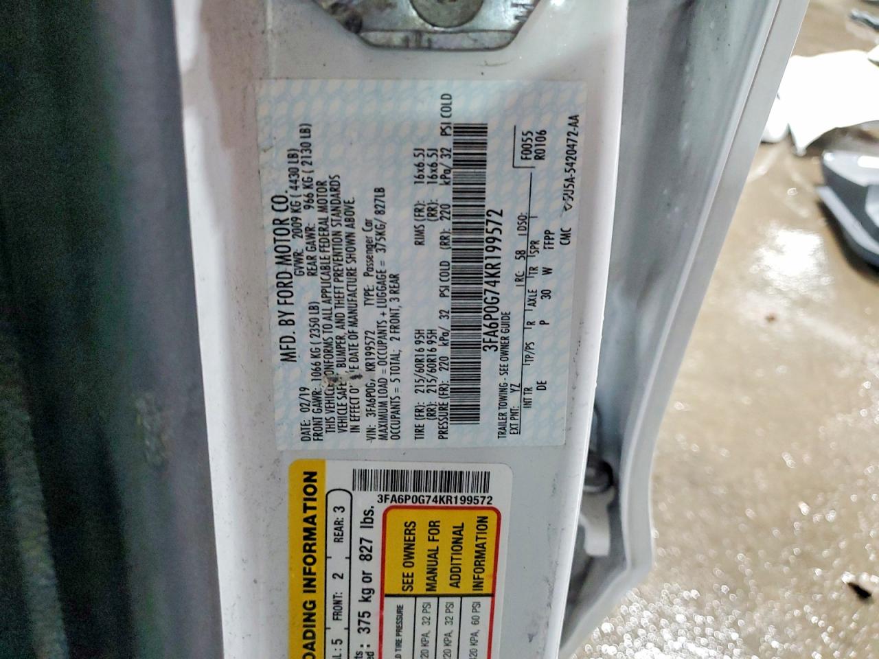 2019 FORD FUSION S photo 13