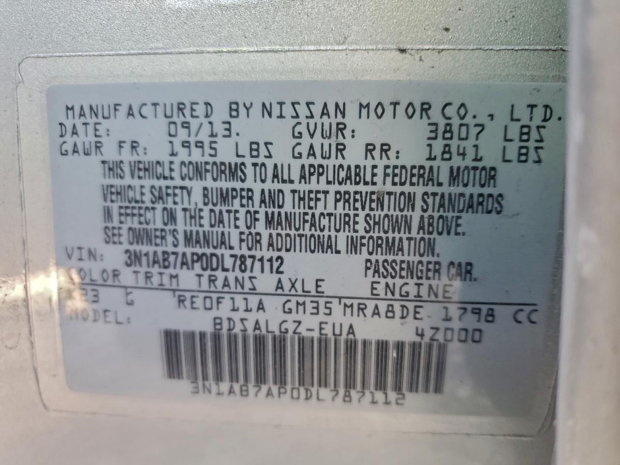 2013 NISSAN SENTRA S photo 13