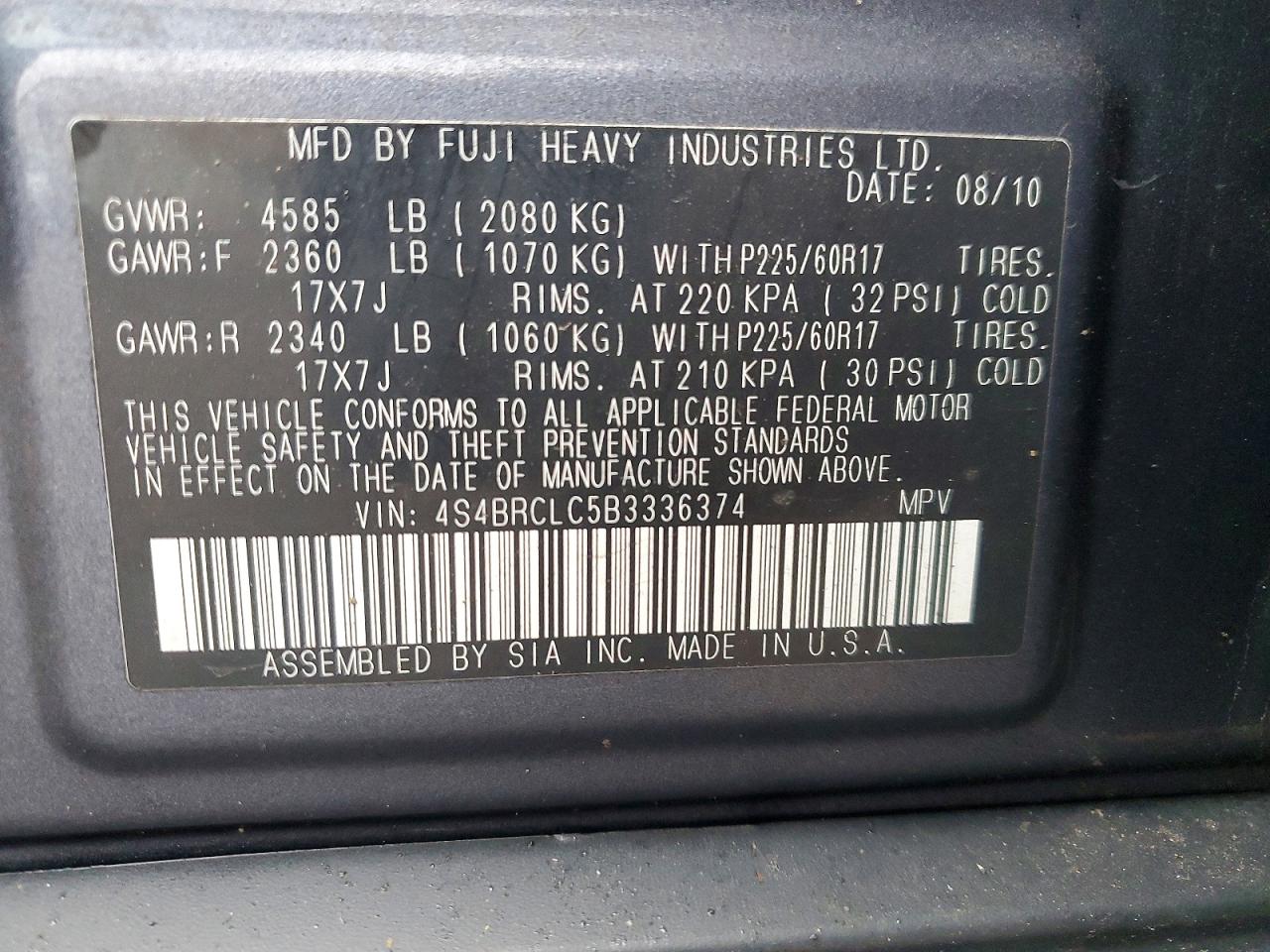 2011 SUBARU OUTBACK photo 13