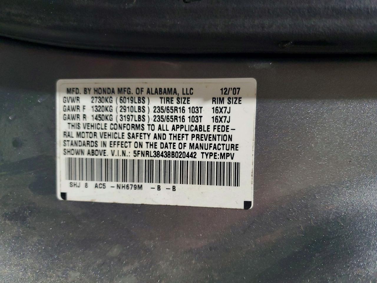 2008 HONDA ODYSSEY EX photo 13