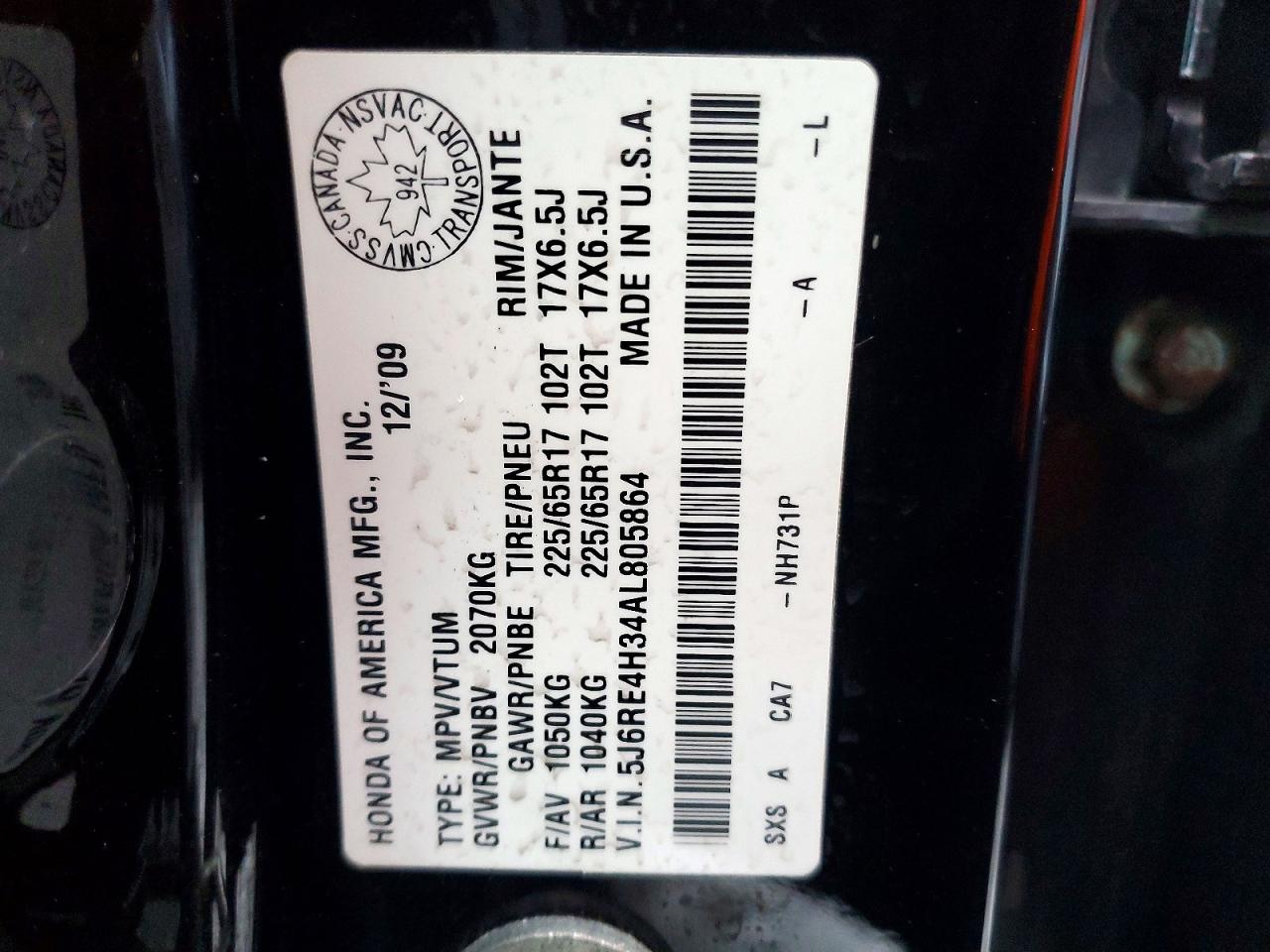 2010 HONDA CR-V LX photo 13