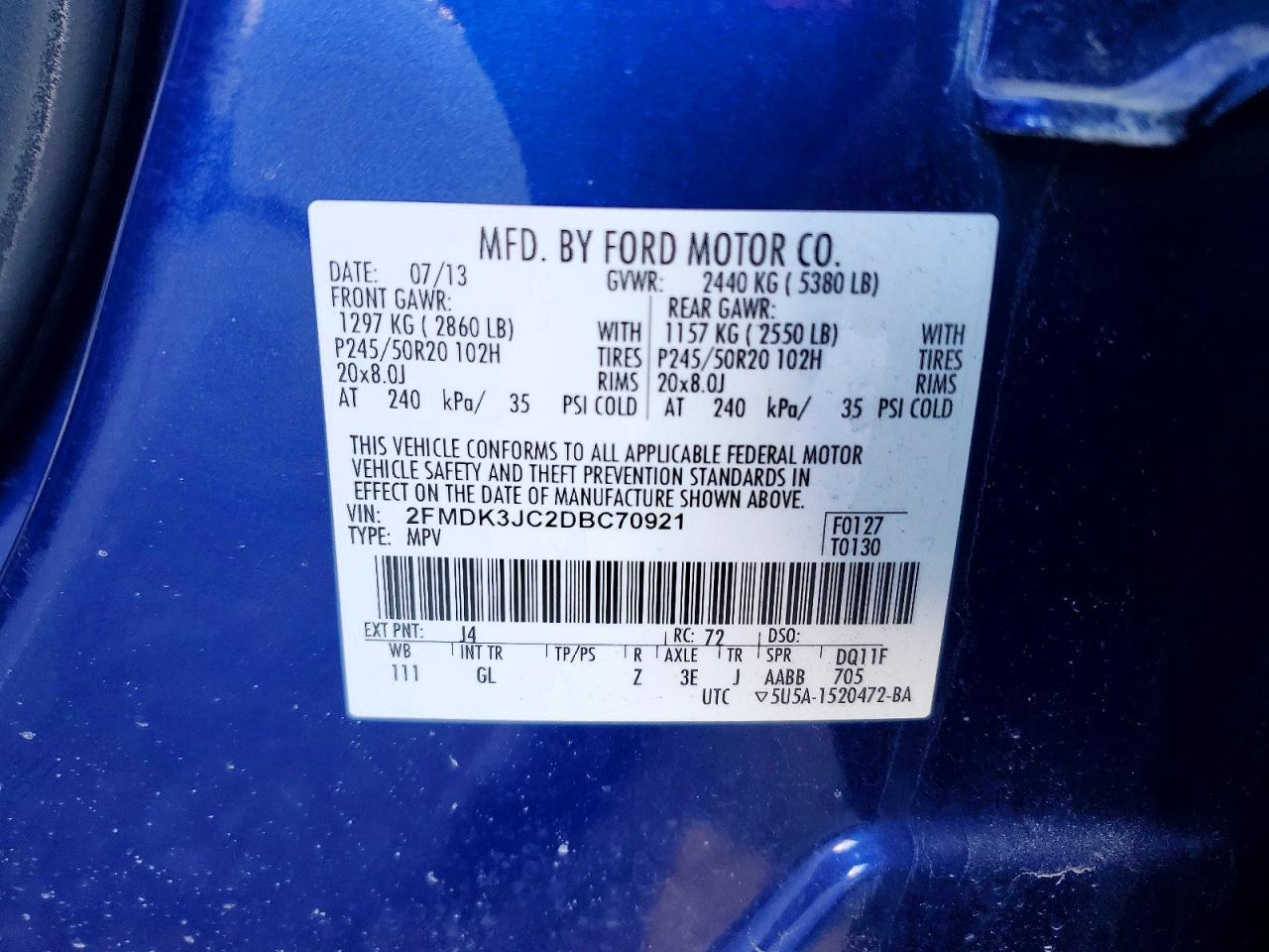 2013 FORD EDGE SEL photo 25
