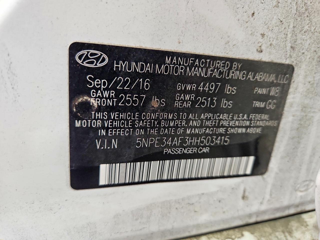 2017 HYUNDAI SONATA SPORT photo 12