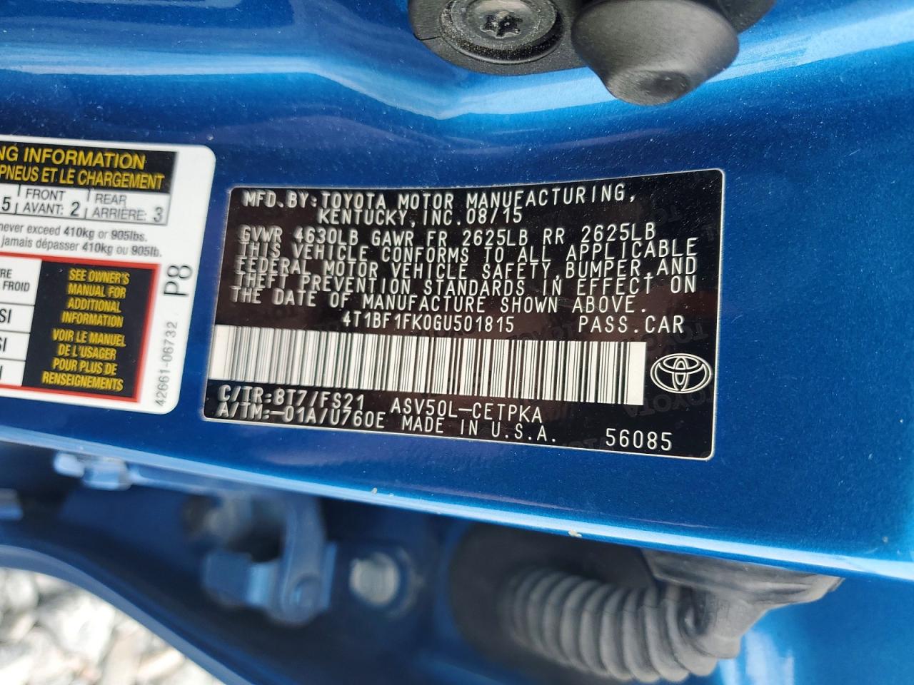 2016 TOYOTA CAMRY LE photo 13
