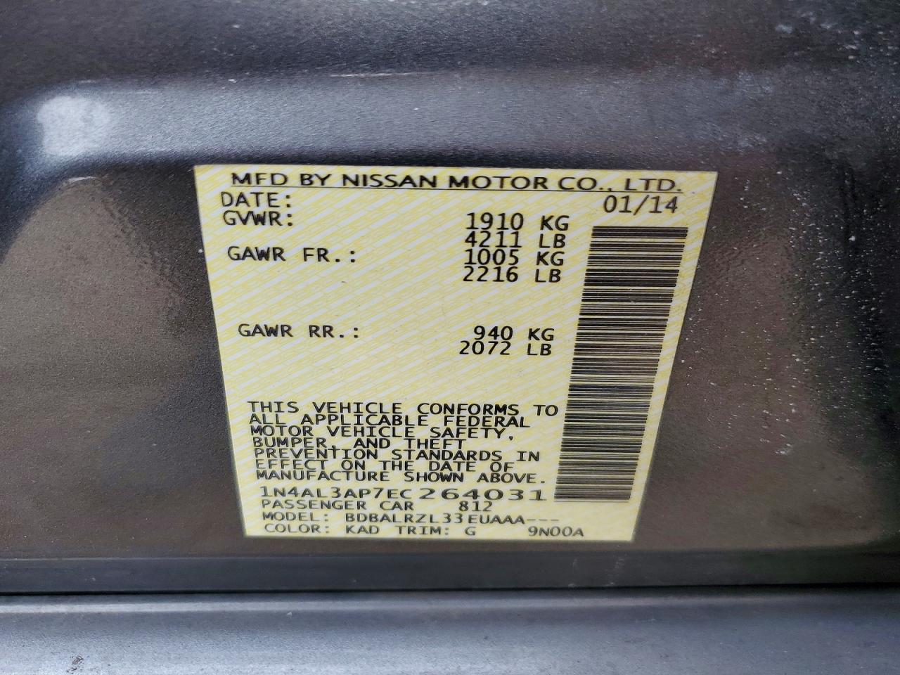 2014 NISSAN ALTIMA 2.5 photo 12