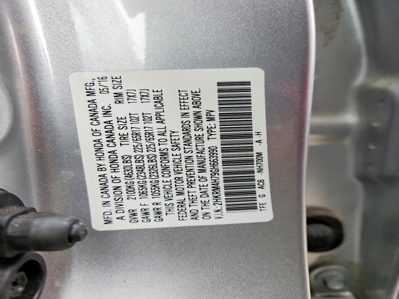 2016 HONDA CR-V EXL photo 13