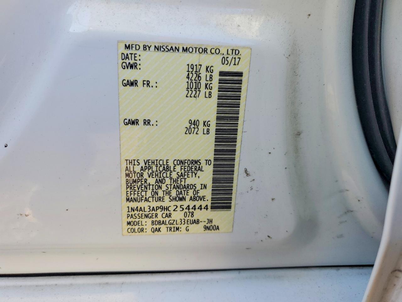 2017 NISSAN ALTIMA 2.5 photo 12