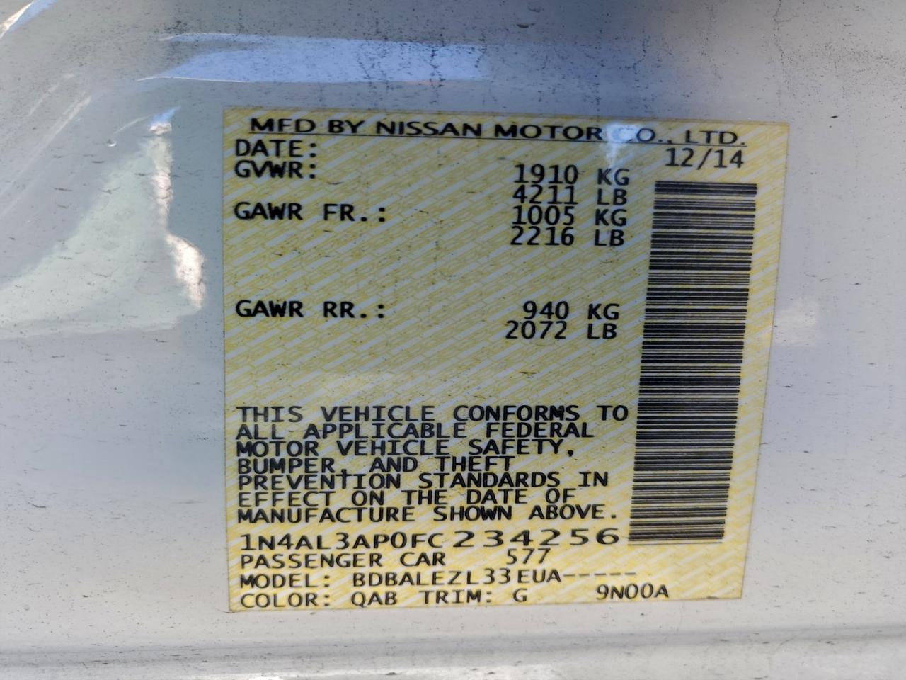 2015 NISSAN ALTIMA 2.5 photo 23