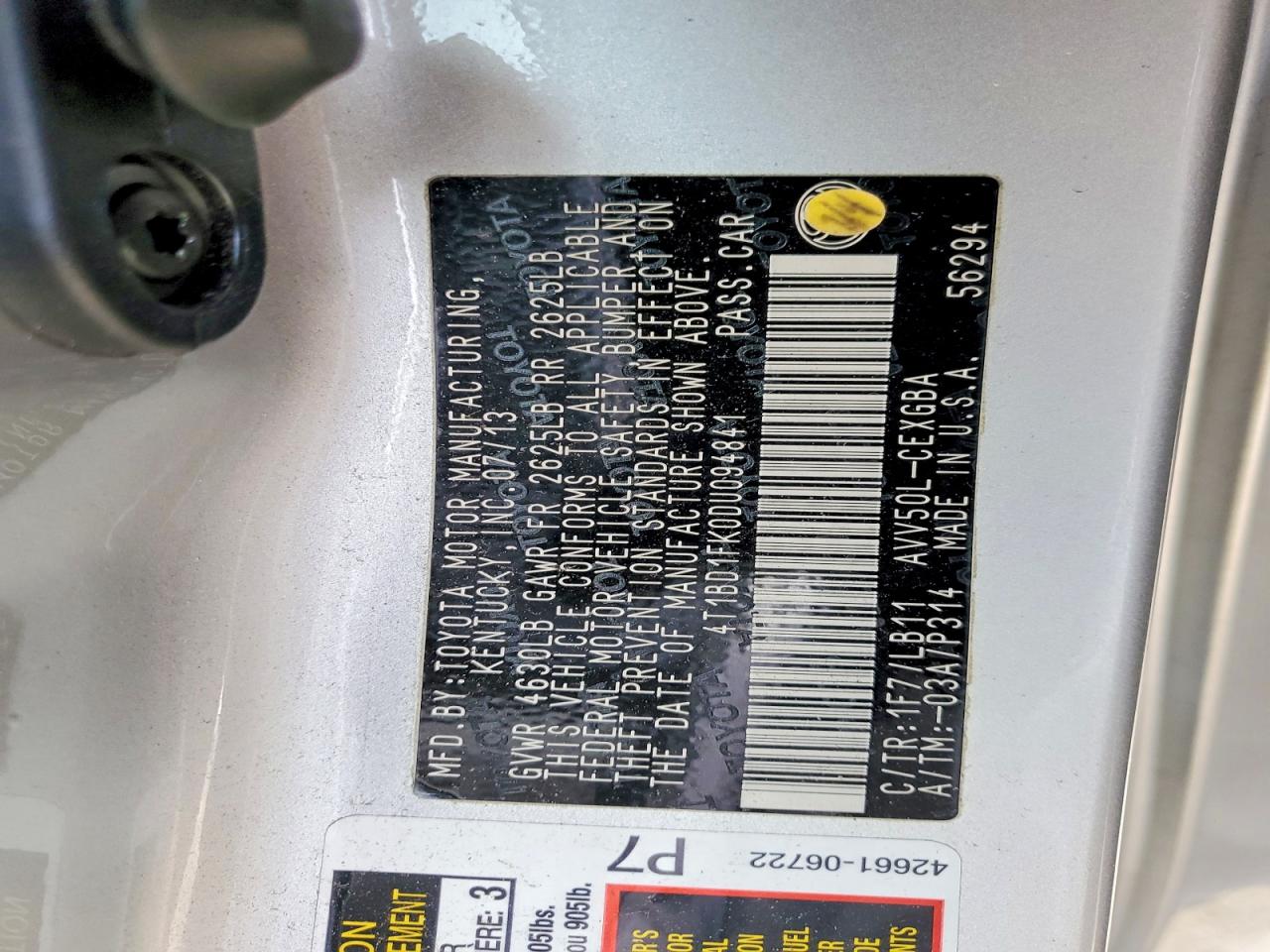 2013 TOYOTA CAMRY HYBRID photo 13
