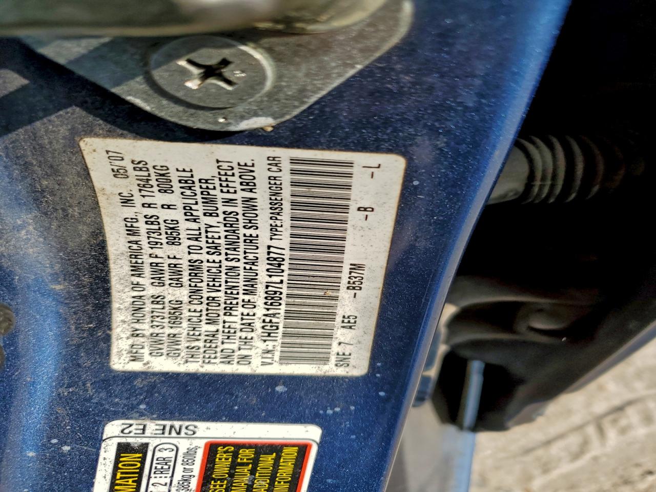 2007 HONDA CIVIC EX photo 12