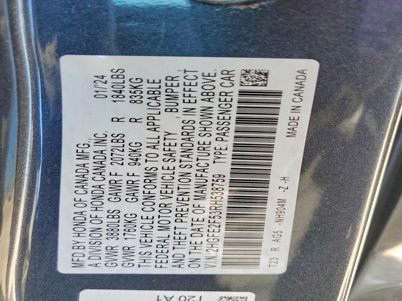 2024 HONDA CIVIC SPORT photo 12