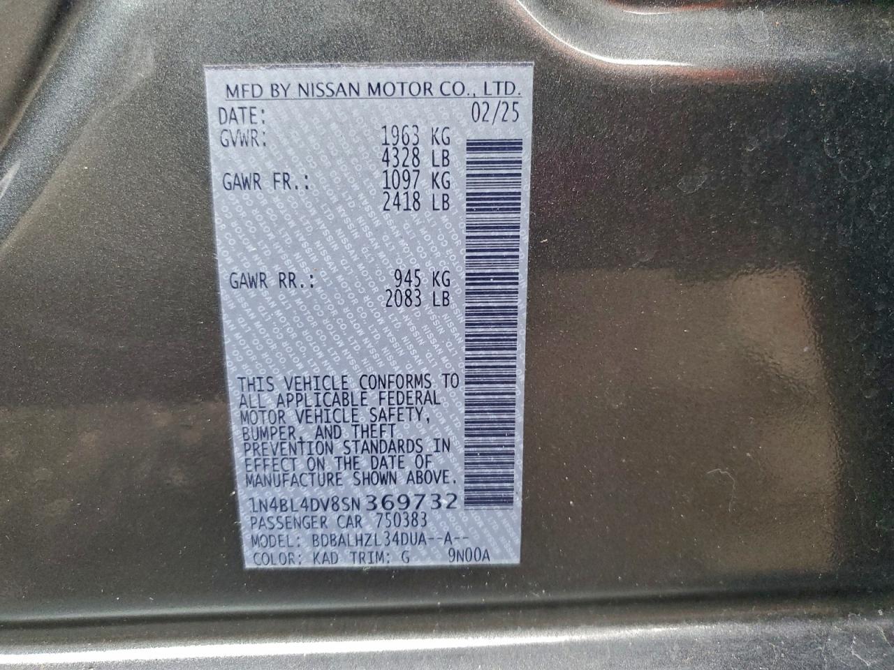 2025 NISSAN ALTIMA SV photo 12