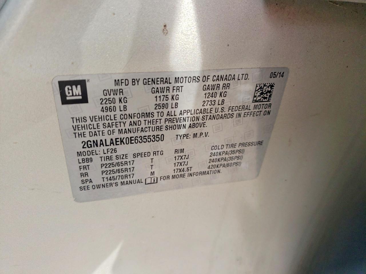 2014 CHEVROLET EQUINOX LS photo 13