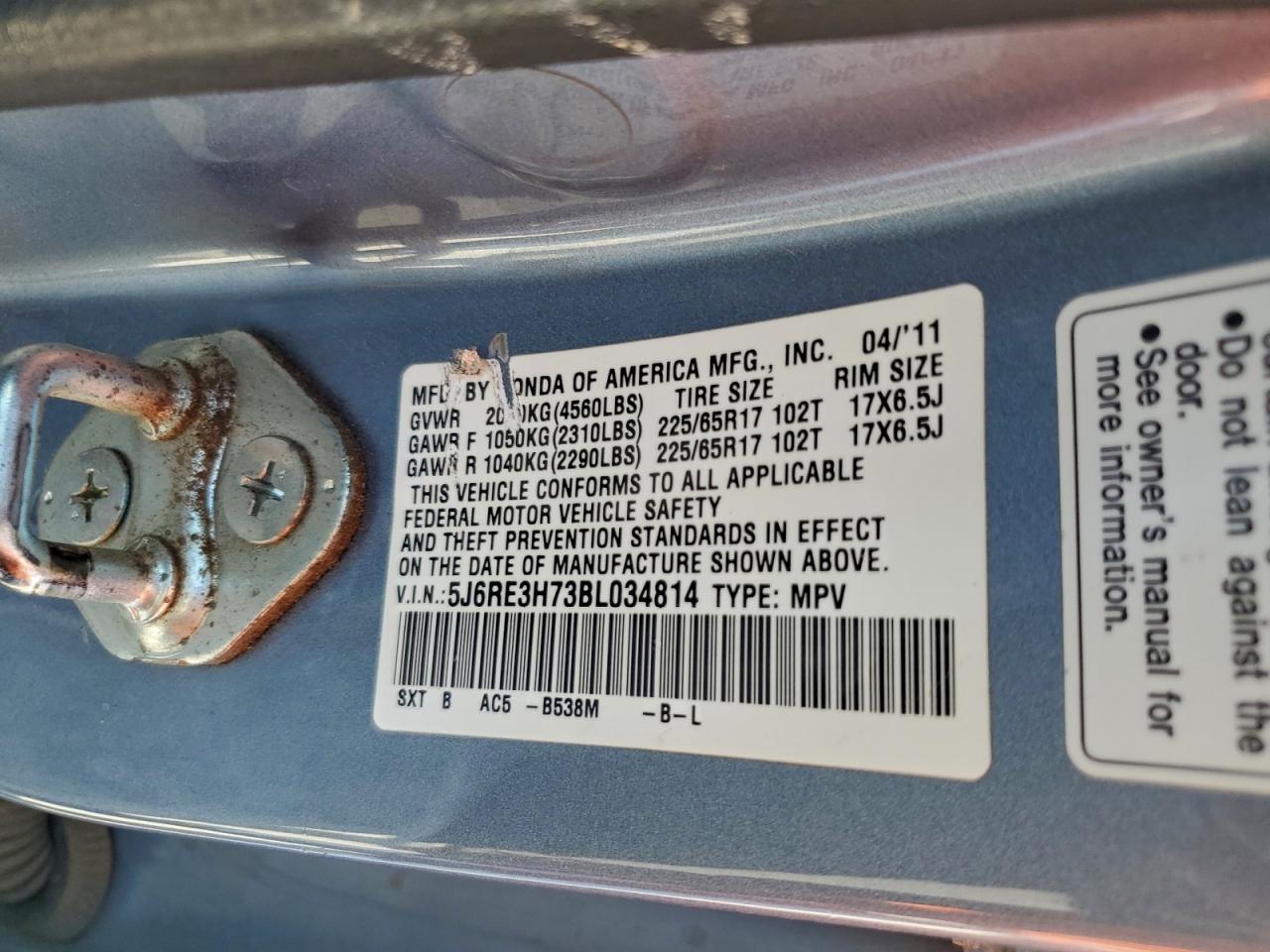 2011 HONDA CR-V EXL photo 13