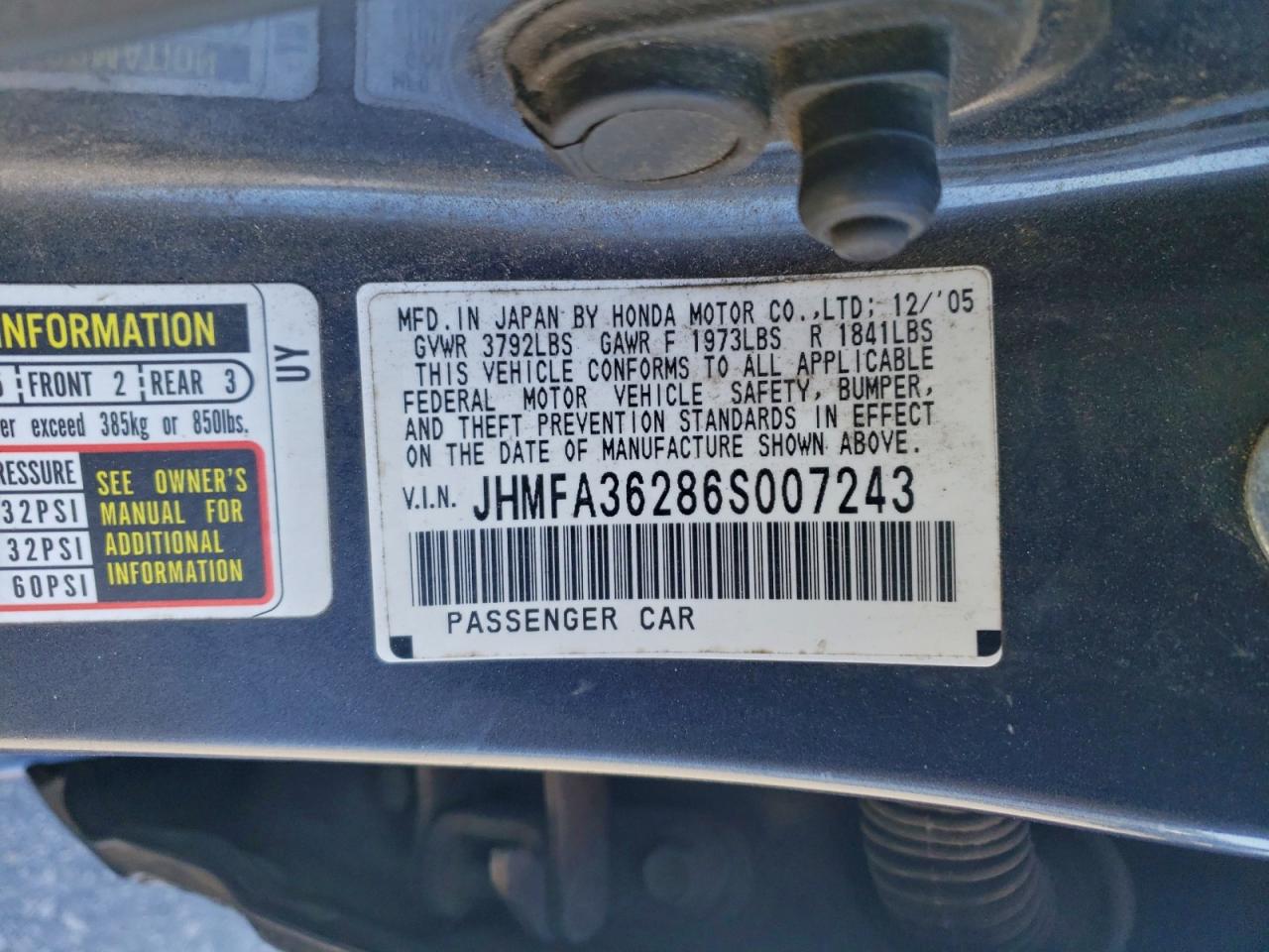 2006 HONDA CIVIC HYBRID photo 12