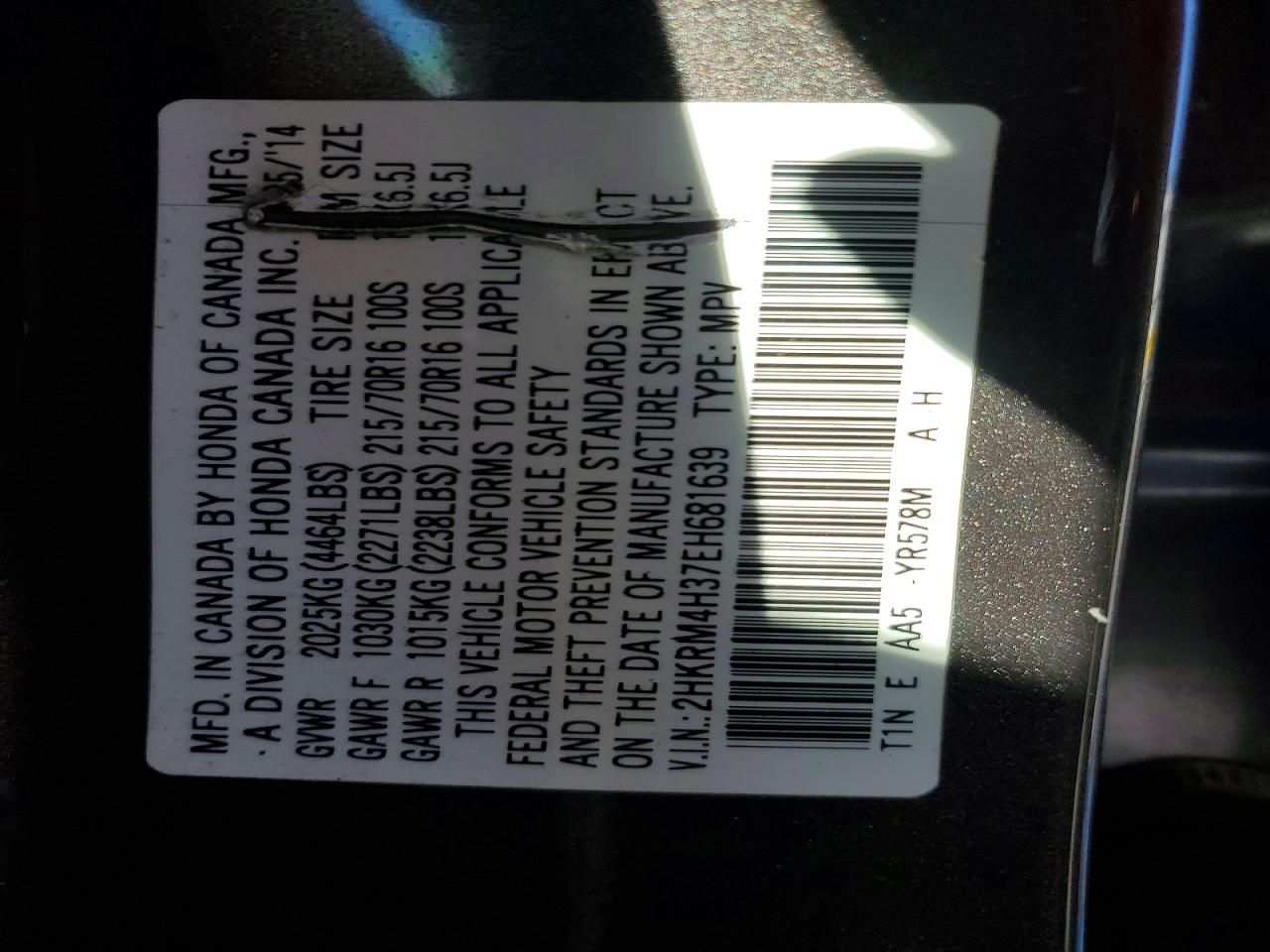 2014 HONDA CR-V LX photo 14